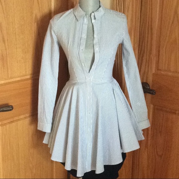 H&M Dresses & Skirts - H&M White/ Blue Stripes Shirt- Dress.